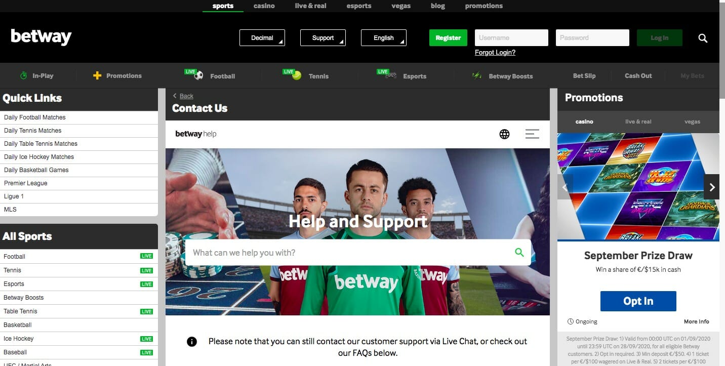 Betway Customer Support