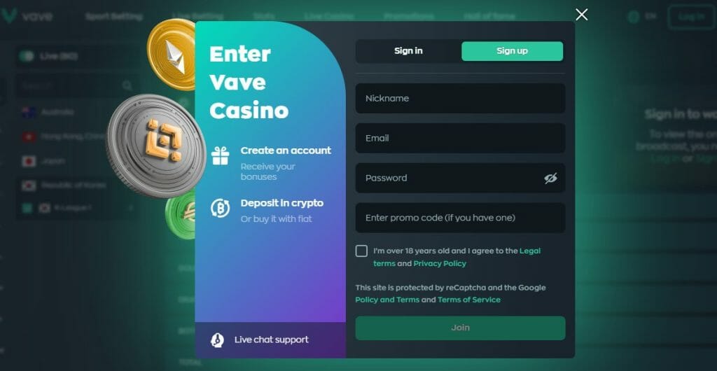 Vave Account Sign-Up Process